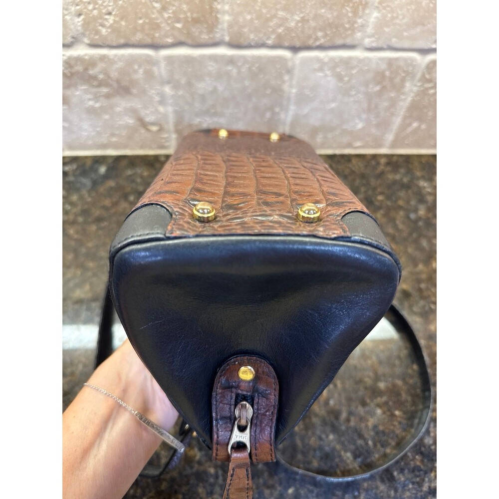 Vintage Brahmin Black Tuscan Crandall Doctors Bag Croc Embossed Handbag EUC - Picture 9 of 12